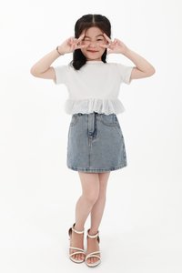 CNY2026 | Casual Girl Eyelet Hem Tee in White