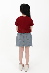 CNY2026 | Casual Girl Eyelet Hem Tee in Dark Red