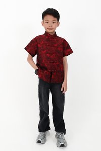 CNY2026 | Oriental Boy Shirt in Dark Red