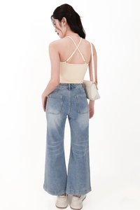 Rena Ruched Halter Top in Pale Yellow