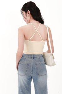 Rena Ruched Halter Top in Pale Yellow