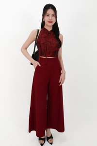 CNY2026 | Oriental Women Cheongsam Top in Dark Red