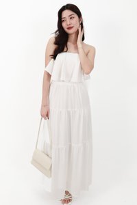 CNY2026 | Serena Satin Tiered Maxi Skirt in White ( Regular Length )