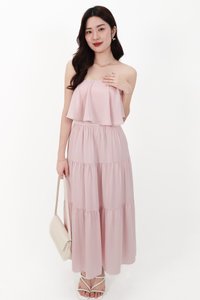 CNY2026 | Serena Satin Tiered Maxi Skirt in Light Pink ( Petite Length )