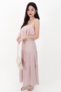 CNY2026 | Serena Satin Tiered Maxi Skirt in Light Pink ( Petite Length )