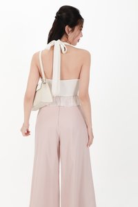 CNY2026 | Casual Women Halter Eyelet Hem Top in White