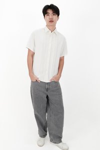 CNY2026 | Pleated Men Shirt in White