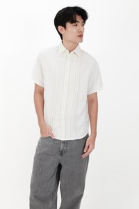 CNY2026 | Pleated Men Shirt in White