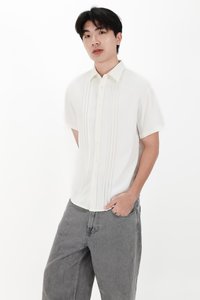 CNY2026 | Pleated Men Shirt in White