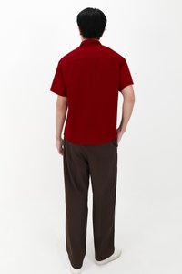 CNY2026 | Pleated Men Shirt in Dark Red