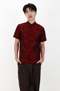 CNY2026 | Oriental Men Shirt in Dark Red