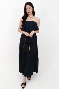 CNY2026 | Serena Satin Tiered Maxi Skirt in Midnight ( Regular Length )