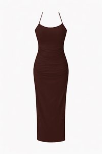 CNY2026 | Calina Cross Back Maxi Dress in Dark Brown