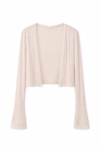 CNY2026 | Blair Bell Sleeve Lace Trim Cardigan in Nude