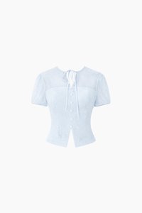 CNY2026 | Lorelle Lace Sleeved Puffy Sleeve Top in Light Blue
