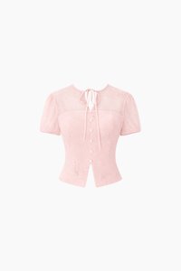 CNY2026 | Lorelle Lace Sleeved Puffy Sleeve Top in Blush Pink