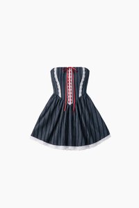CNY2026 | Sabby Stripes Lace Romper Dress in Midnight