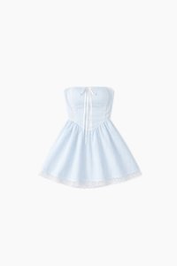 CNY2026 | Sabby Stripes Lace Romper Dress in Pastel Blue