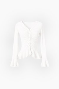 CNY2026 | Parisa Pearl Peplum Cardigan Top in White