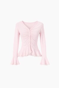 CNY2026 | Parisa Pearl Peplum Cardigan Top in Light Pink