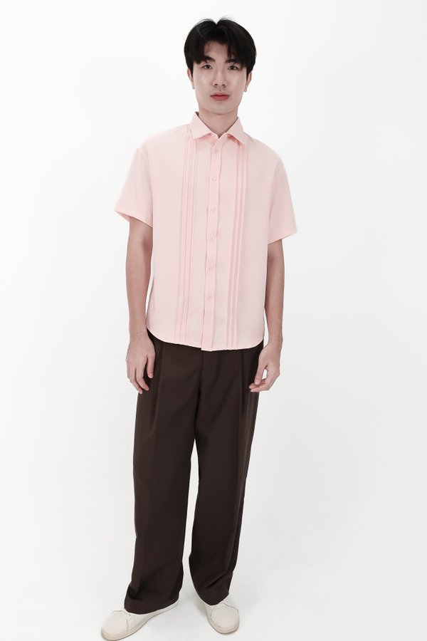 CNY2026 | Pleated Men Shirt in Pastel Pink