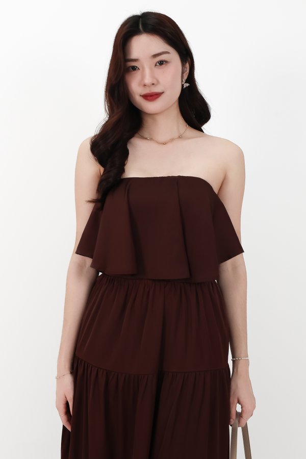 CNY2026 | Stephanie Satin Co-ord Two Way Top in Dark Brown