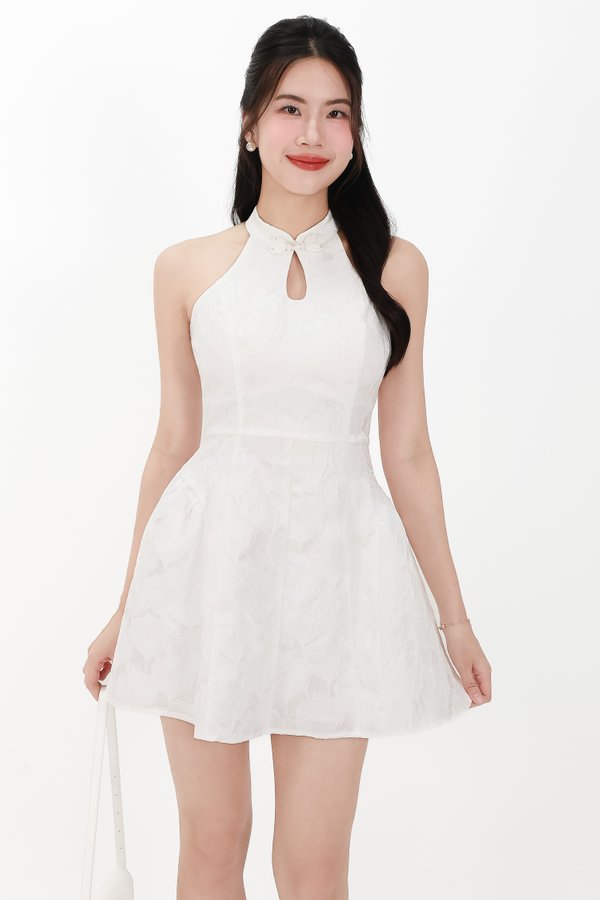 DEFECT | Essie Embossed Cheongsam Dress in White in S
