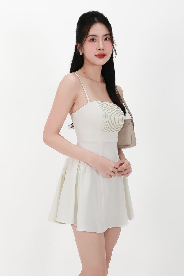 CNY2026 | Pleated Women Romper Dress in White
