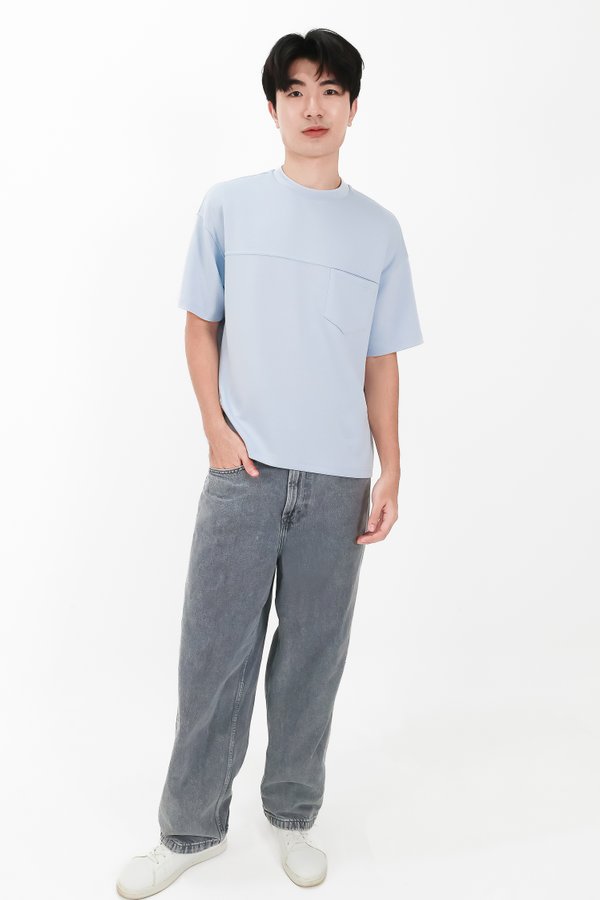 CNY2026 | Casual Men Pocket Tee in Light Blue
