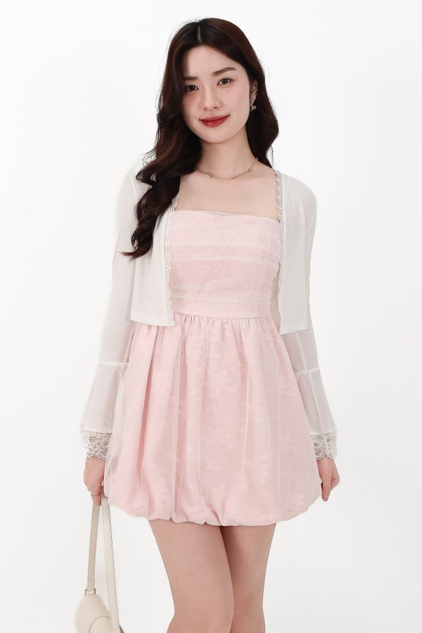 DEFECT | Blair Bell Sleeve Lace Trim Cardigan in White in S