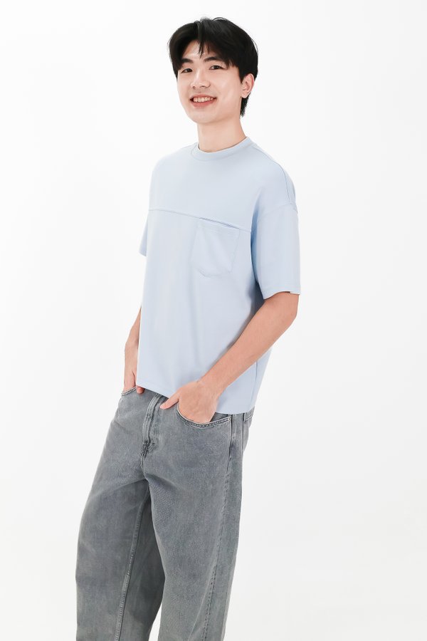CNY2026 | Casual Men Pocket Tee in Light Blue