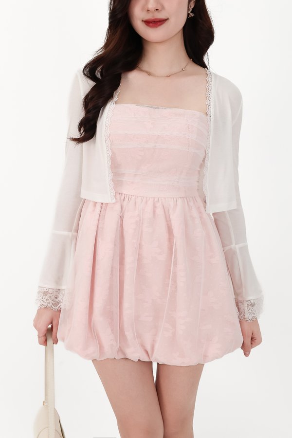 CNY2026 | Blair Bell Sleeve Lace Trim Cardigan in White