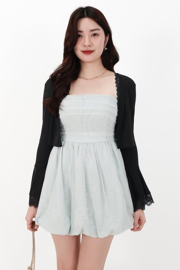 DEFECT | Blair Bell Sleeve Lace Trim Cardigan in Black in S