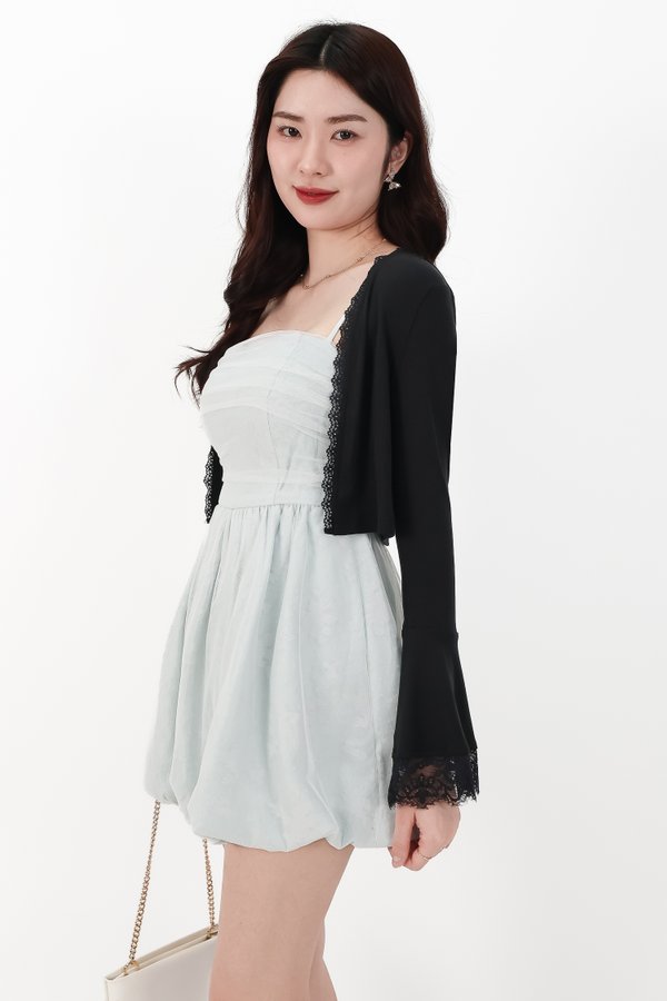 CNY2026 | Blair Bell Sleeve Lace Trim Cardigan in Black