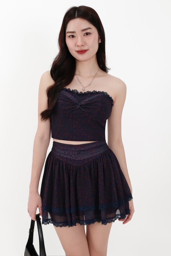 CNY2026 | Freesa Floral Mesh Co-ord Set in Midnight X Red
