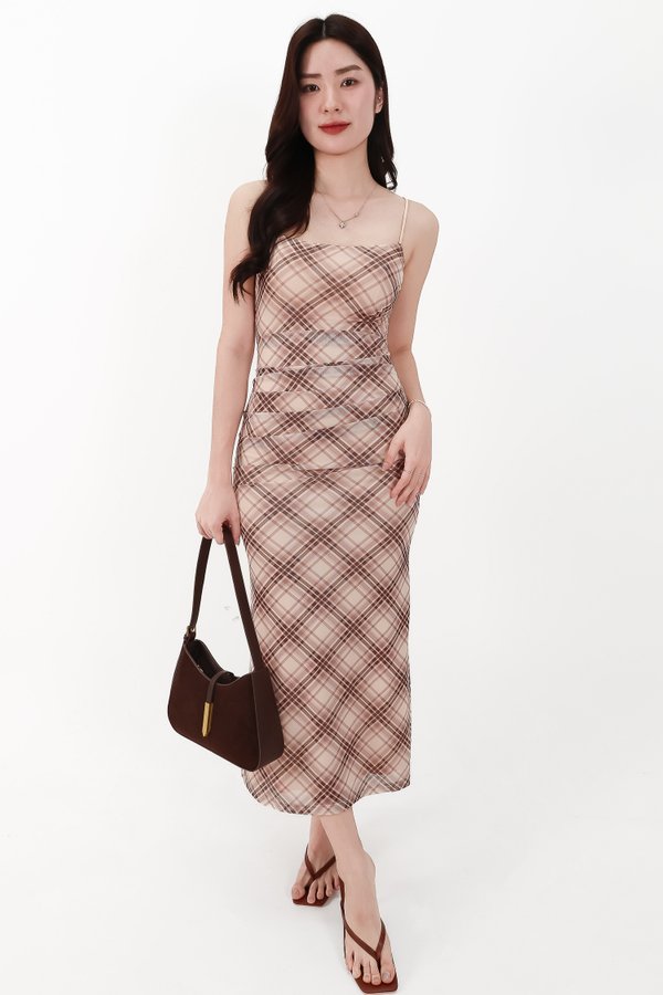 CNY2026 | Pearlynn Plaid Midaxi Dress in Cream ( Petite Length )