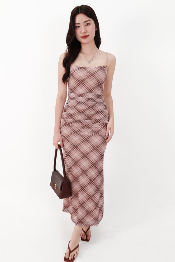 CNY2026 | Pearlynn Plaid Midaxi Dress in Pink ( Regular Length )