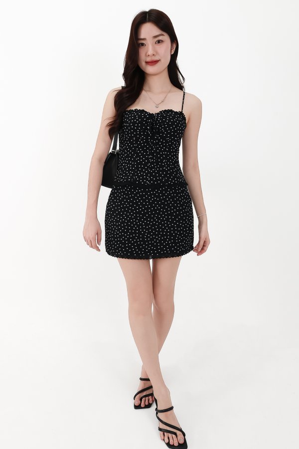 CNY2026 | Diona Dotted Bustier Co-ord Set in Black