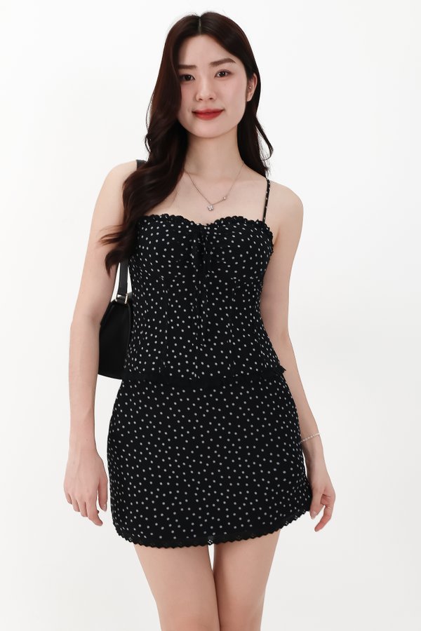CNY2026 | Diona Dotted Bustier Co-ord Set in Black