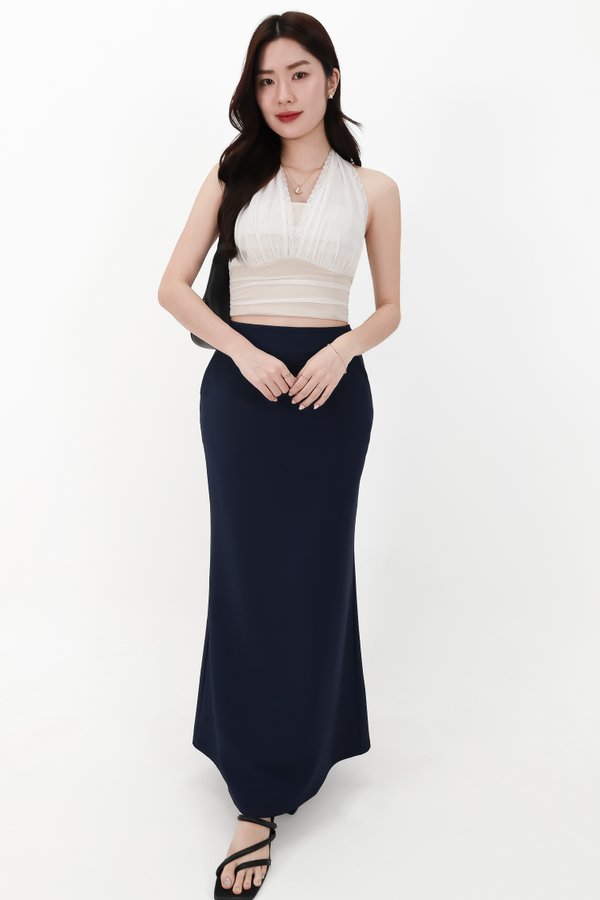 CNY2026 | Mansie Mesh x Lace Halter Top in White x Nude