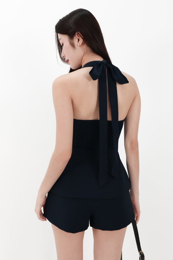 CNY2026 | Cherish Co-ord Pleat Halter Top in Midnight