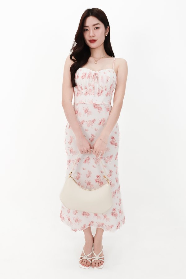 CNY2026 | Fern Floral Midaxi Dress in White X Pink