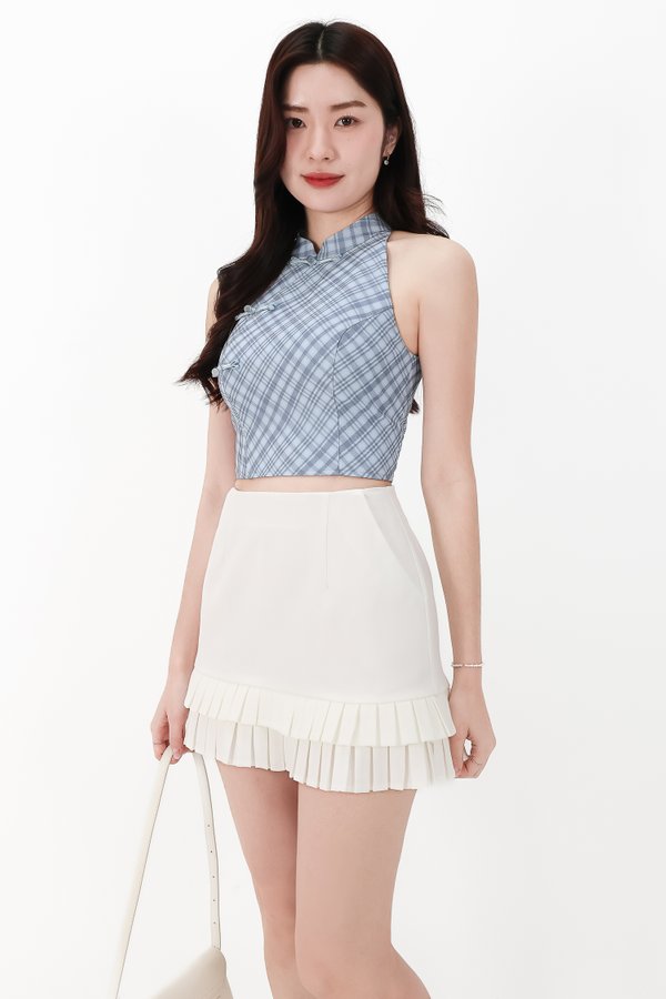 CNY2026 | Ping Plaid Cheongsam Top in Blue