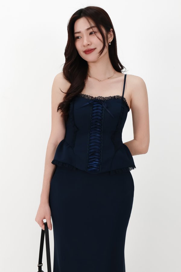 CNY2026 | Cassi Co-ord Peplum Top in Navy