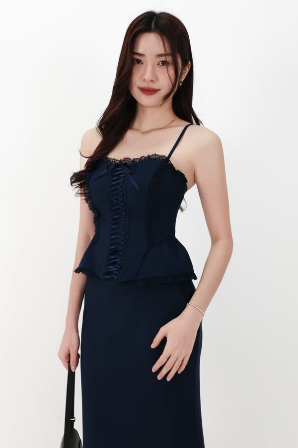 CNY2026 | Cassi Co-ord Peplum Top in Navy