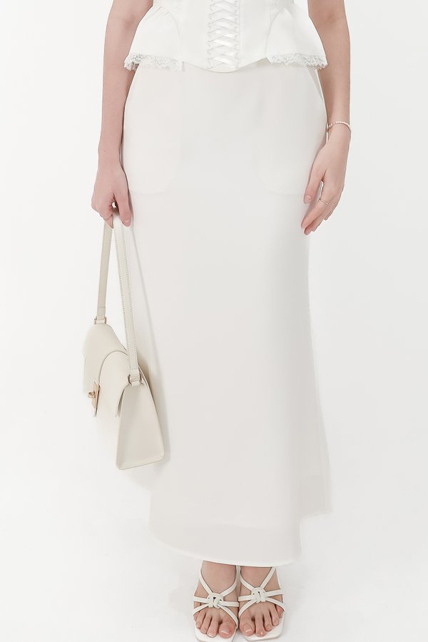 CNY2026 | Cassi Co-ord Mermaid Skirt in White ( Petite Length )