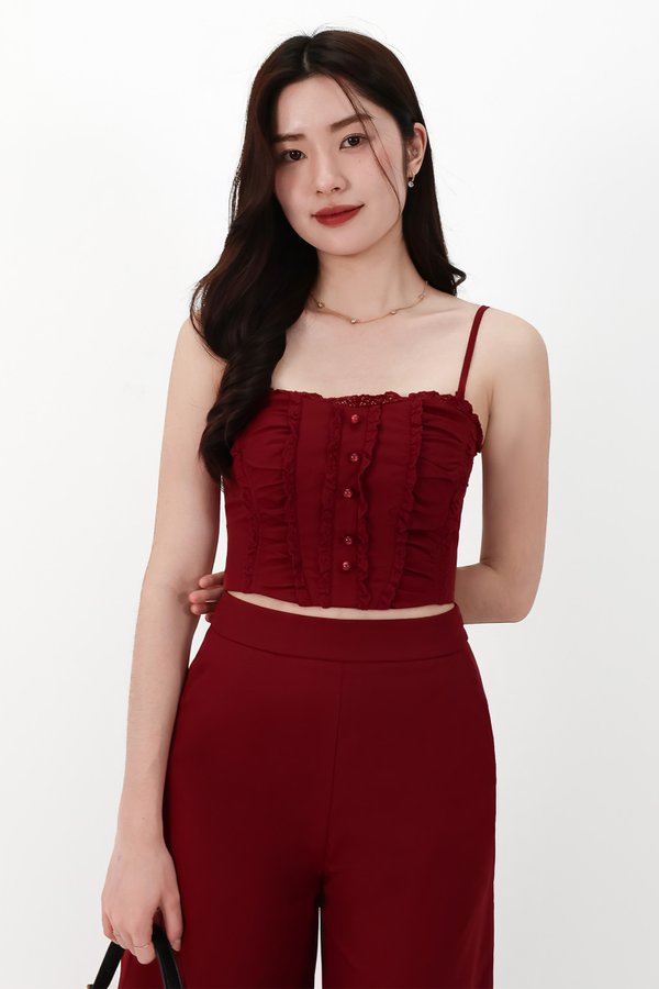CNY2026 | Co-ord Sweetheart Top in Dark Red