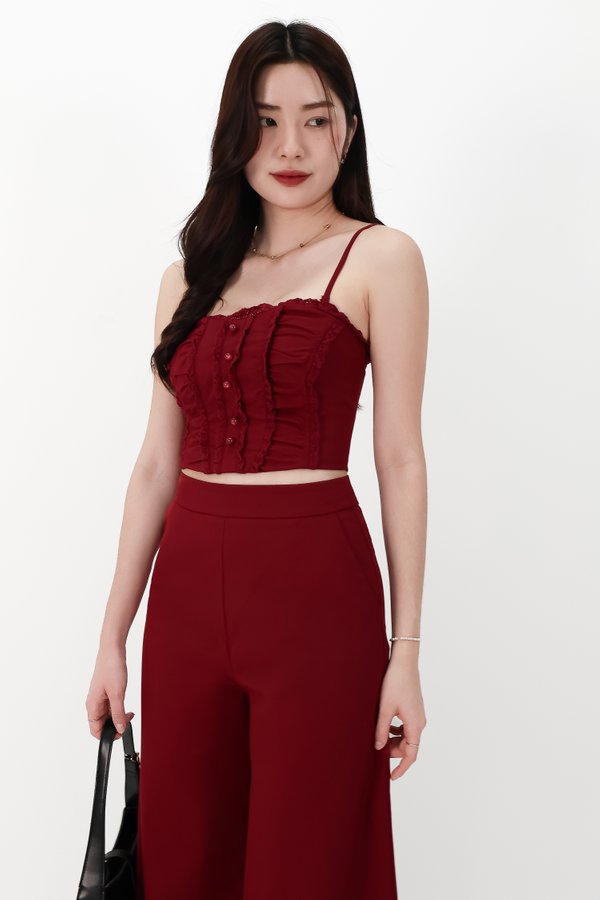 CNY2026 | Cora Co-ord Sweetheart Top in Dark Red
