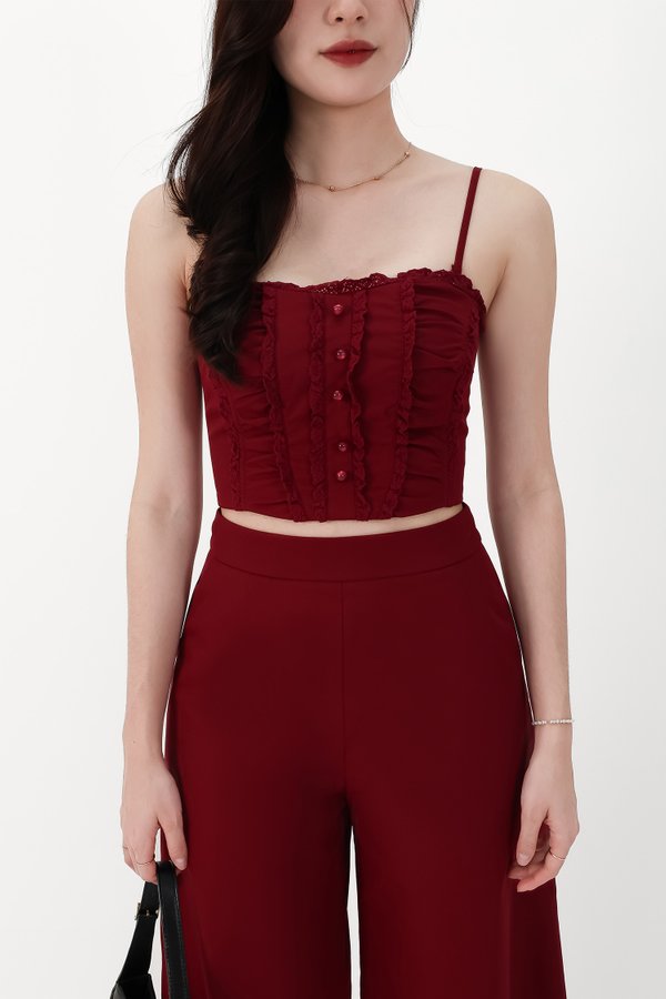 CNY2026 | Co-ord Sweetheart Top in Dark Red