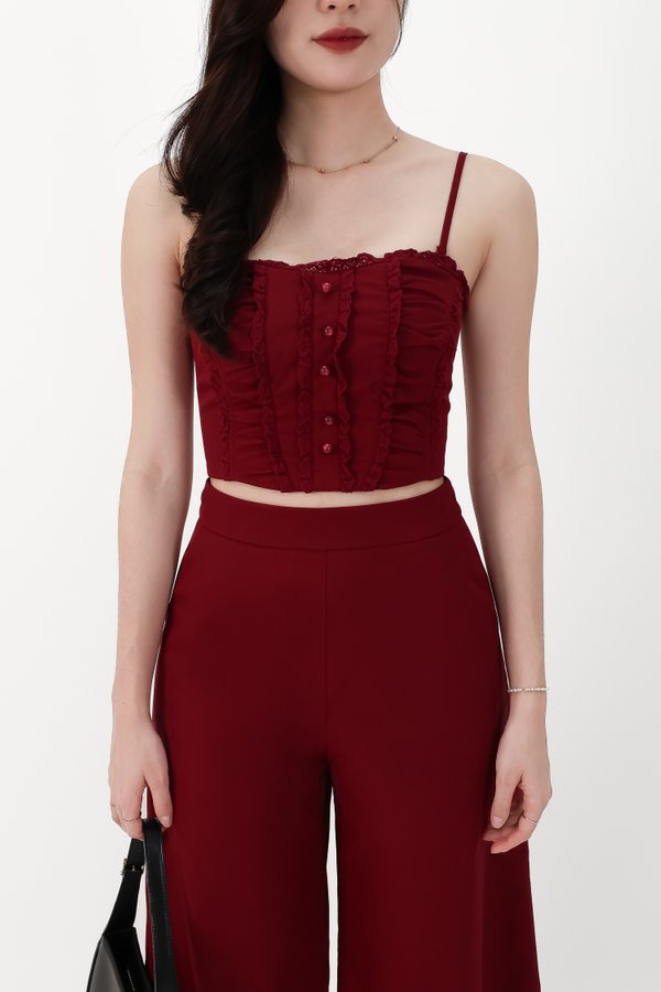 CNY2026 | Cora Co-ord Sweetheart Top in Dark Red